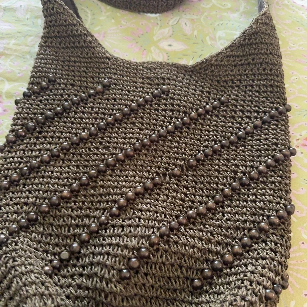 Elegant Brown Woven Shoulder Bag